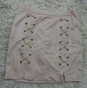 Lace Up Suede Skirt